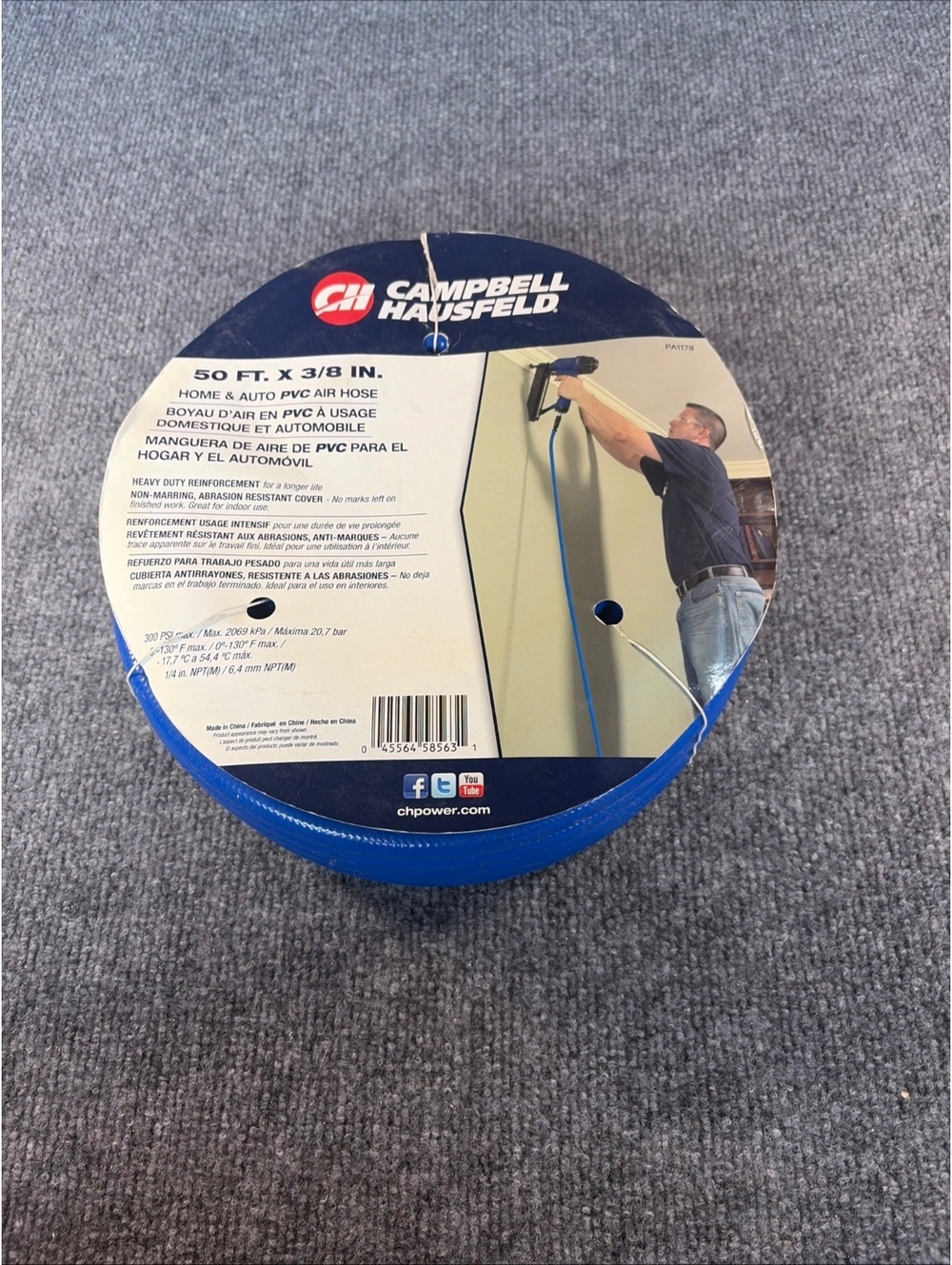 Campbell Hausfeld 3/8 X 50 Foot PVC Air Hose New